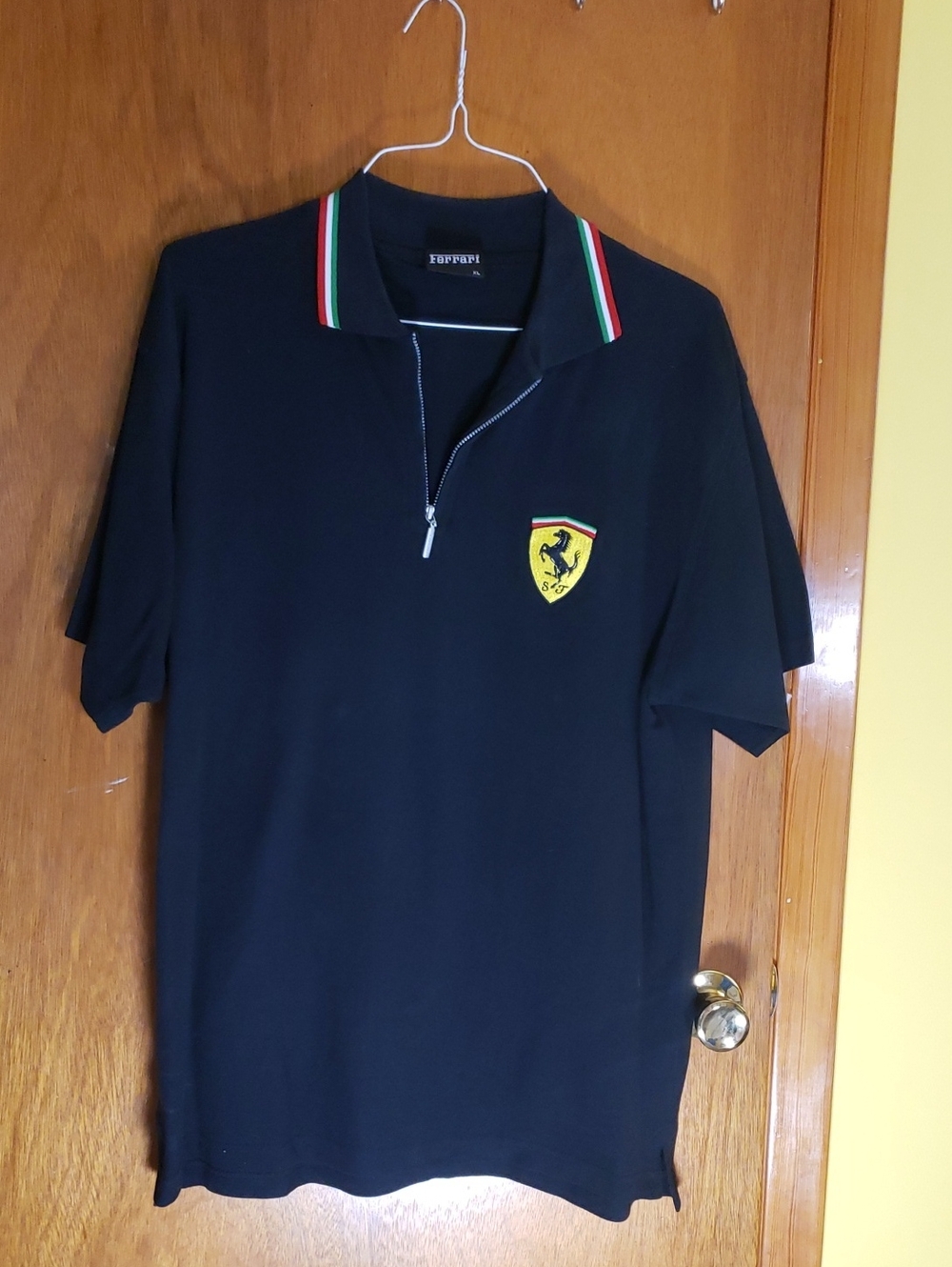 Ferrari Black Polo with Italian Stripe Collar XL ferrari Factory Shirtn